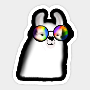 Llama with rainbow glasses Sticker